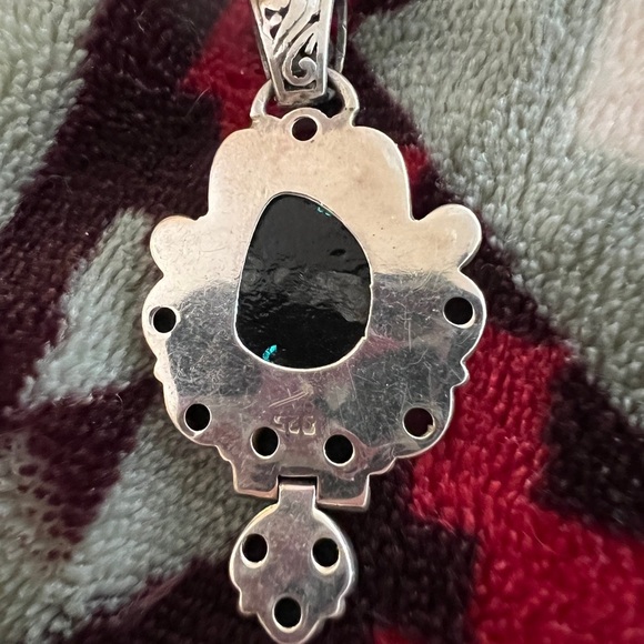 ❤️ Native Artisan Handmade Dichroic Glass & Gemstone Pendant 925 Sterling - Picture 7 of 12